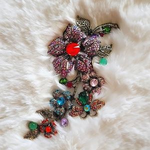 Vintage ornate style Brooch large gorgeous flower branch